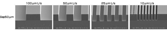 SEM Images Obtained by Performing Simplified Proximity Exposure Using the MA-20	SEM Images Obtained by Performing Simplified Proximity Exposure Using the MA-20