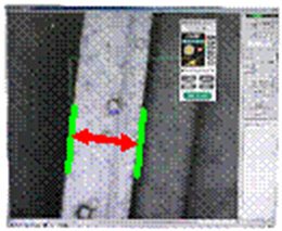 傾いている線も、検出した線に対して垂直に測定が可能